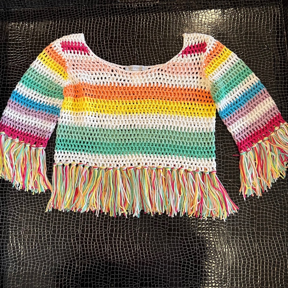 Masseys Fringe Summer Crop Sweater